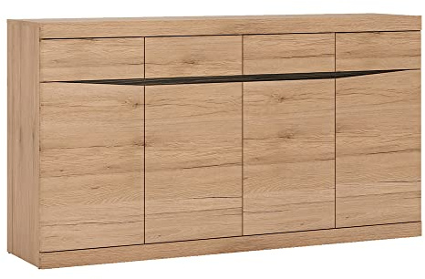 Lomadox Sideboard Anrichte Kommode (BxHxT) 168x92,5x40 cm grifflos mit 4 Türen 4 Schubladen in Eiche Nb. Wenge braun