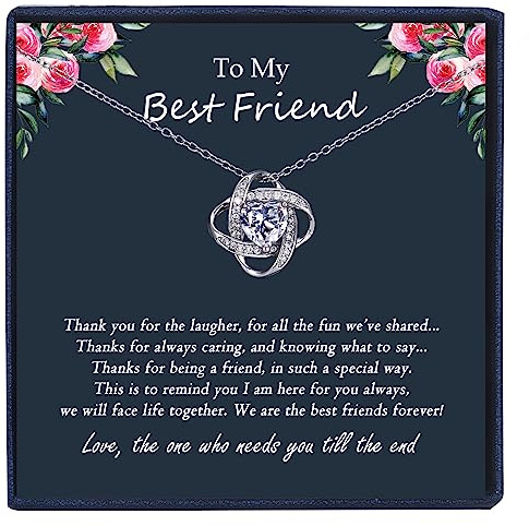 EPIRORA Best Friend Birthday Gift for Women- Love Knot Pendant Necklace for Bestie, Friendship Bff Jewelry Gifts for Friend, 18