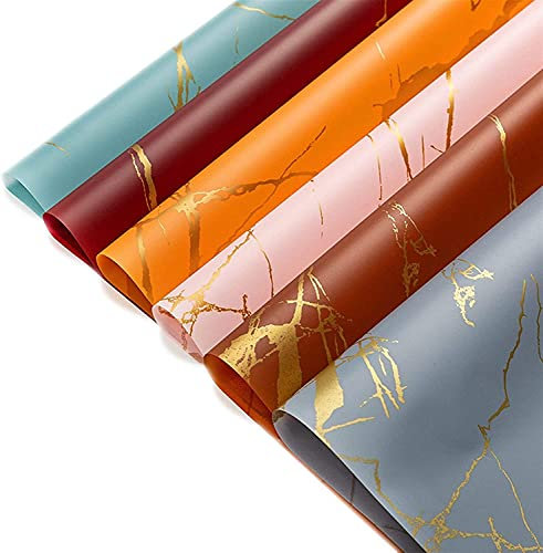 5pcs or marbre texture fleurs emballage papier bricolage artisanat bricolage bouquet de mariage boîte cadeau boîte étanche emballage origami papier coréen fleur emballage papier bouquet pack bouquet