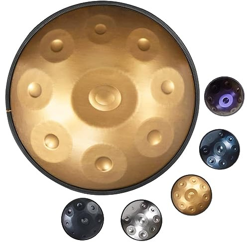 Handpan Drum D-Moll 432Hz/440Hz 9 Töne Handtrommel Handpan Steel Drum für professionelle Aufführungen (D3/A3/bB3/C4/D4/E4/F4/G4/A4) (Color : Gold, Size : 432Hz)