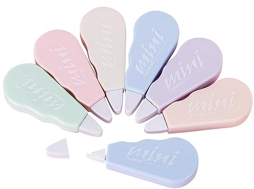 ACMEDE Correttore a Nastro 6 Pezzi Bianchetto a Nastro 4m x 5mm Cancellina Nastro Mini Correction Tape Cancellino a Nastro di Correzione Cancelleria per Bambini, Studenti, Scuola, Ufficio
