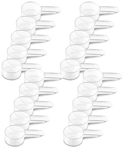 20 Pack Tablespoon Measuring Spoon Set with Short Handle Coffee Scoop - 1 Tablespoon (15 ML) Clear Plastic Scoops for Coffee, Loose Tea, Protein, Spices, Powders, and Other Dry Goods