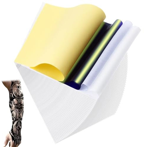 Tattoo Transferpapier, 30 Blatt A4 Kohlepapier für Tattoo Designs, Profi Zubehör für Thermoschablonen und Stencils, Leichtes Übertragen auf die Haut