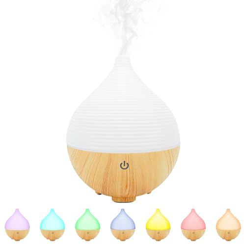 WOWLED Kleiner Ätherisches Öl Diffusor, 160ml USB Luftbefeuchter Mit 3 Modi, 7 Farben LED-Licht, Aromatherapie Für Zuhause, Wasserlos Auto Shut-Off Aroma Duft Für Schlafzimmer, Büro, Spa