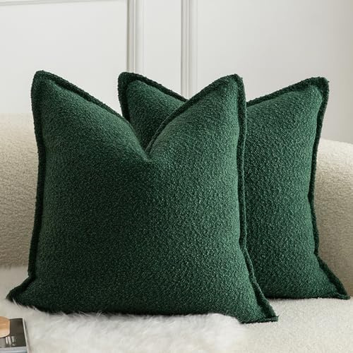Mandioo 2er Set Dekorativer Kissenbezug Woven Textured Sofakissen Dekokissen Kissenbezüge Super Soft Premium Simple Design Wurfkissenbezug Schlafzimmer Wohnzimmer Grün 45x45cm