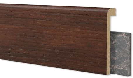 Battiscopa coprimarmo in duropolimero effetto legno noce - Zoccolo da cucina 2000x100x25 mm - Battiscopa resistente agli urti (2 Pezzi da 1000x100x25 mm)