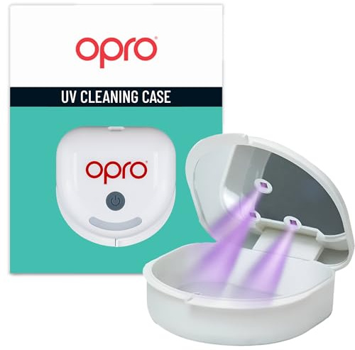 OPRO UV Cleaning Case - Sanitiser for Mouth Guards & Gum Shields, Dental Retainer Cleaner for Aligners & Night Guards - Eliminates 99.99% of Bacteria & Viruses - Chemical-Free