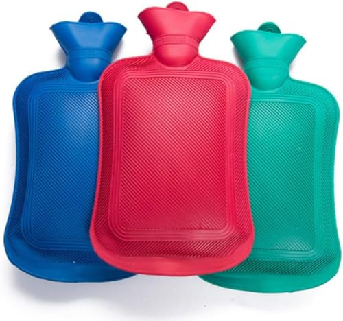 Mini-Wärmflaschen – 3 Stück – zufällige Farbe – Bettwärmer – 3 x 750 ml Wärmbeutel zur Schmerzlinderung bei heißen kalten Kompressen, Krämpfen, Rückenschmerzen, Nackenschmerzen