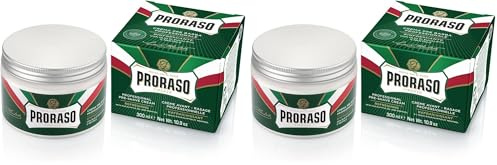 Proraso Crema pre afeitado, 300 ml, crema facial hombre refrescante, crema barba con eucalipto y mentol para un afeitado impecable, regalo hombre, verde (Paquete de 2)