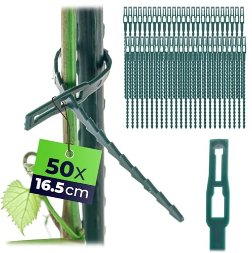 KADAX 50er Set Pflanzenbinder 16,5 cm, verstellbare Pflanzenclips aus Kunststoff, Kabelbinder für Pflanzen, Rankhilfe & Garten, ideal für Tomaten, Gurken & Zimmerpflanzen