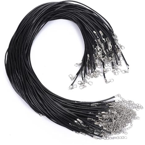 Visxcnu 50 Pezzi 18 Pollici Collana Nera Corda con Chiusura in Pelle Cerata Collana Cordino per ciondoli ciondoli creazione di Gioielli