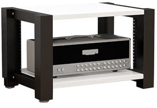 ZGNMK HiFi Rack Aus Holz & Stahl, Plattenspieler Tisch Router Schrank Mit Verstellbaren Ablage, HiFi Konsolen Regal Eckkommode Shelf Rack Für Stereoanlagen & Kompaktanlage(Wit,60x51x40cm)