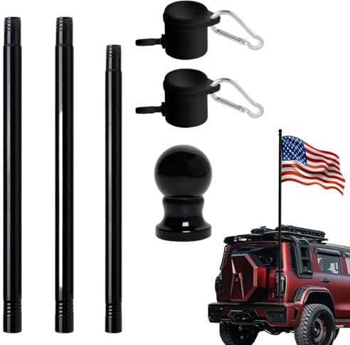 Truck Flag Pole Mount Kit,Multi-Purpose Trailer Hitch Flag Pole Holder - Stainless Steel Flag Poles for Outside House, Flag Pole Kit for Flag, Flagpole Rings Hardware Kit for Schools