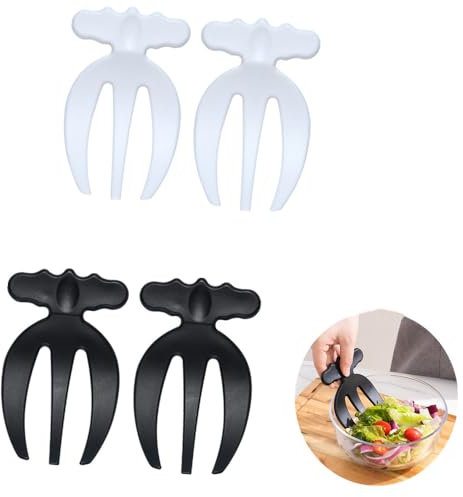 Lot de 4 fourchettes à salade, couverts à salade, fourchettes à salade, ustensiles de service, grande fourchette à salade à manche court, griffes pour pâtes, fruits, légumes, salade