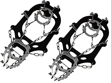 LYHYDMA Steigeisen Für Schuhe 1 Paar Outdoor Schuh Abdeckung Spikes Professionelle Steigeisen Anti Slip EIS Schnee Klettern Greifer 18 Zähne Stollen Ultraleicht Wandern(L)
