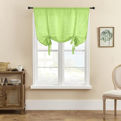SMITHOOM Tenda Romana a 1 Pannello con Legacci Ispessita Tinta Unita Tende Romane con Tasche per Asta per Cucina Camera da Letto Bagno Lavanderia Decorazione Piccole Finestre Verde Frutta L100 x