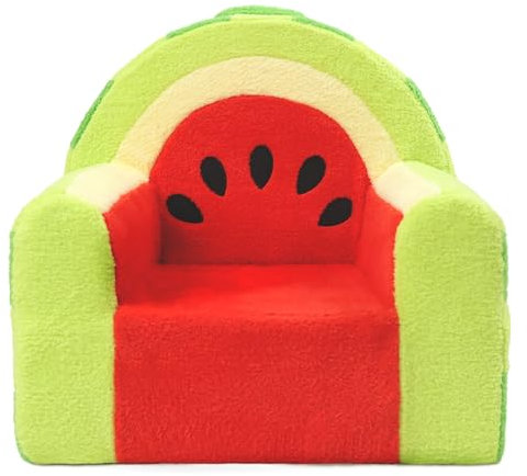 Heypappy Kindersessel, Bequeme Schaumstoff Kindercouch mit Weichem Samtbezug,Kleinkindcouch mit Niedlichem Wassermelonen Design zum Spielen und Lernen, Kinder Sofa für Jungen und Mädchen