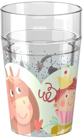 HABA Tazza glitterata Principessa & Cavallo – Tazza per bambini con effetto glitter scintillante, perfetta per acqua, succo e tè, pratica per mani piccole – 2012447005
