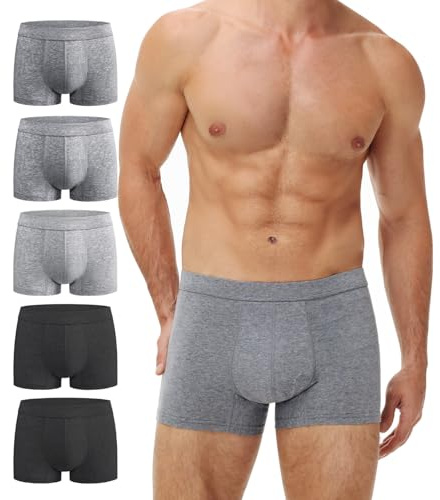 Battewa Cotton Incontinence Underwear for Men Front Absorbent Protective Boxer Brief Leak Proof Panties for Bladder Leakage 50ml (3 Color, 5Pack, X-Large)