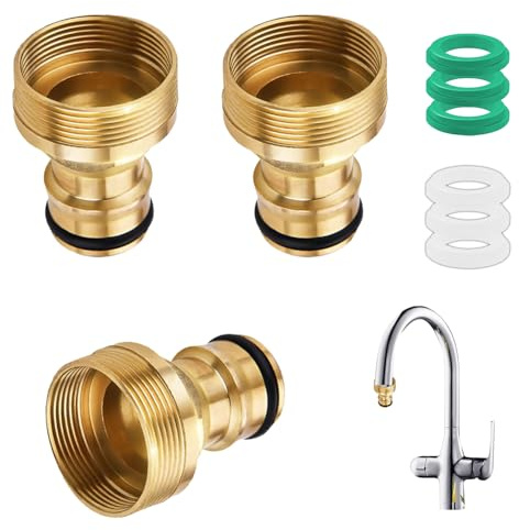 3 Pièces Adaptateur Robinet Cuisine pour Tuyau d'arrosage, Raccord Robinet Tuyau Arrosage Pour l'arrosage, le jardin, le barbecue extérieur