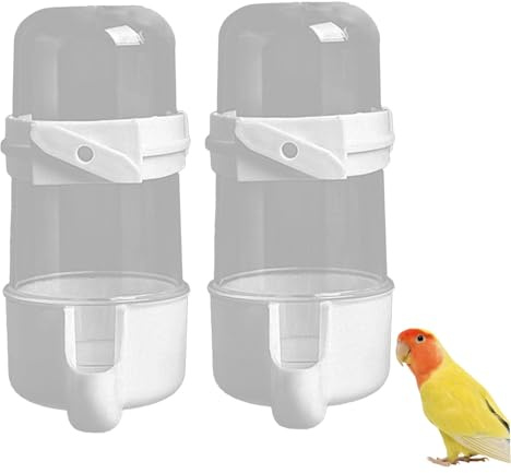 2 PCS Bird Water Dispenser Plastic Bird Water Feeder No Mess Food Container Automatic Cage Accessories Suspended Cage Feeder for Budgie Parakeet Cockatiel 200ML