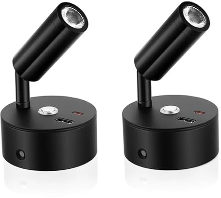 Illuminazione Interna Spot Lampada Auto LED Luce 2 pezzi, 12 V Lampada da Lettura Rotazione 180° Regolazione Touch della Luminosità Porta di Ricarica USB per Camper Van Barca Caravan Veicolo Campeggio