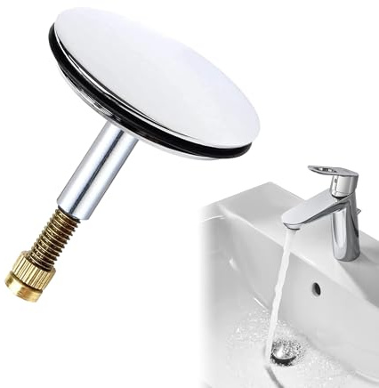 1Pcs Adjustable Bath Plug Replacement 43mm Cover Pop Up Bath Plug Replacement 8mm Pole Pop-Up Brass Chrome Bathtub Plug with Screw