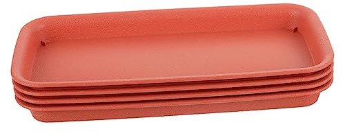 EPIGEIST 4 Pezzi Sottovasi Rettangolari in Plastica per Vasi Grandi Sottovaso per Piante Indoor Contenitore per e Colore Mattone per Fioriere e