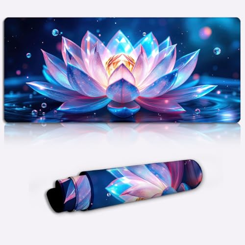 mystical lotus crystal Gaming Mouse Pad Non-Slip Rubber Base Pad Office Home Novelty Printed Desk Accessory Laptop Desktop Printed Art Ergonomic 600 * 350 * 4mm