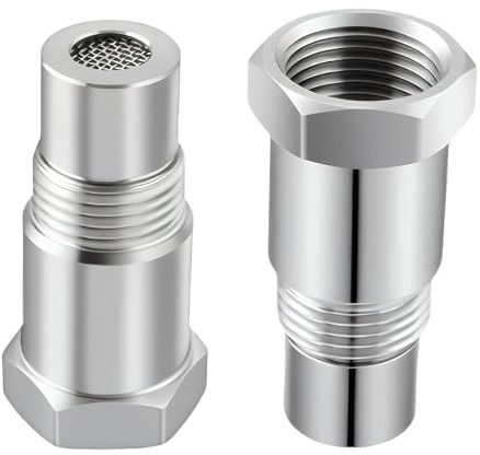 Lambda-Sonden-Adapter M18x1.5, 2 Stück O2-Sauerstoffsensor Verlängerung | mit Mini-Katalysator Filter, Lambdasonde Eliminator für Auto und LKW, Universelle Auspuffanlage Einbau für M18 * 1.5 Gewinde