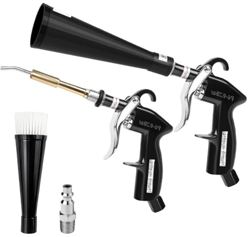 Soufflette Air Comprimé pour Voiture, Pistolet Nettoyage Air Comprimé avec 2 Buses, Soufflette Nettoyage Voiture Compatible Compresseur, Cyclone Nettoyage Voiture pour Entretien Efficace