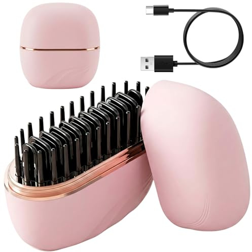 Mini Piastra per Capelli Senza Fili, Mini Spazzola Lisciante Portatile | Ricaricabile, Riscaldamento Rapido per 10 Secondi, con 3 Impostazioni di Temperatura, per Capelli e Barba