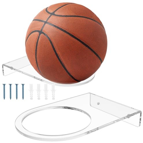 Guniata 2 soportes para pelotas de pared, acrílico, transparente, para baloncesto, fútbol, voleibol para presentación y almacenamiento