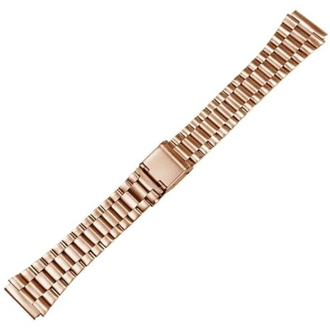 18 mm Metallarmband, kompatibel mit Casio AQ-230 A158/A159/A168/F91 LA-680, kleine quadratische goldene Uhrenkette, Edelstahl-Uhrenarmband(Rsoe gold)