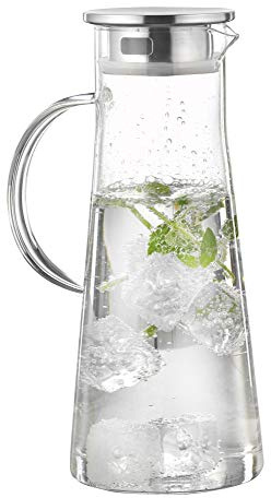 Glaskaraffe FARO mit Griff, Inhalt 1,7 Liter, Höhe 28,5 cm, Breite 11,7 cm, hergestellt aus Borosilikatglas,