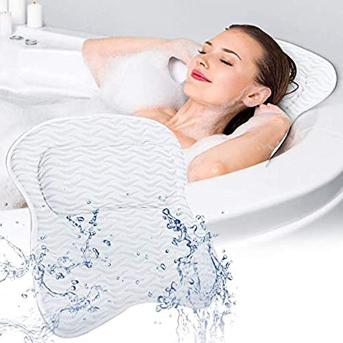 HAIBI Badewannenkissen, 3D Air Mesh Spa Bad Kissen Mit Saugnapf Massage Kissen Nacken Zurück Schulter Unterstützung Rest Matte Badezimmer Badewanne Kissen