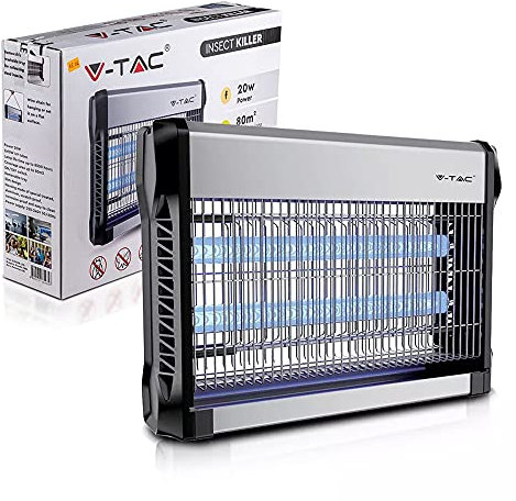 V-TAC Tue-mouches électrique | piège à insectes | piège à mouches électrique d'intérieur | tue-mouches UV | 2 x 10 W | tue-mouches d'intérieur (prise BS) – couverture de 150 mètres carrés
