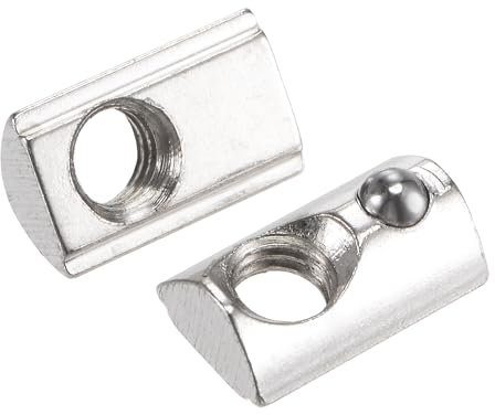 sourcing map M5 T Slot Nuts Roll in Spring T-nut with Ball Carbon Steel for 2020 Series Aluminum Extrusion Profile Rail with 6mm Slot 50Pcs