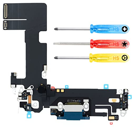 MMOBIEL Dock Connector Compatible With iPhone 13-6.1 inch - 2021 - Charging Port Flex Cable - Headphone Port/Microphone/Antenna Replacement - Incl. Screwdrivers - Blue