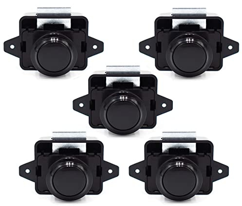 Hotiko Push Lock Button Latch Door Verriegelung Wohnmobil Möbelschloss für RV Camping Schrank Schublade Caravan Van Motorhome Yacht Ship Boat (ABS)-Schwarz-5 Stück
