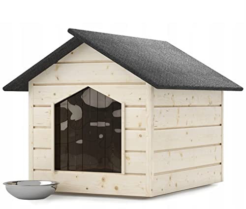 Hundehütte Outdoor Farblos Katzenhaus Höhle Winterfest Isoliert Holz 116x90x82cm