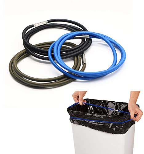 Hongmed Rubber Bands, Trash Can Bands for 13 to 30 Gallon Garbage Cans, Durable Trash Bag Bands Elastic Bands to Hold Trash Can Bags in Place, Black, Blue, and Olive Green