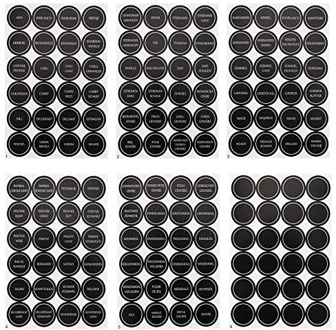 144 Stück Gewürzetiketten Rund 35mm Schwarz Gewürze Etiketten Vorratsetiketten Küchenetiketten Selbstklebend Gewürz Aufkleber für Gewürzgläser Gläser Dosen