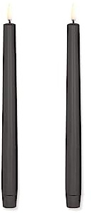 UYUNI Lighting LED Stabkerzen Taper 2er Set 2 x 25cm - Grau - Flammenlos