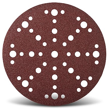 Wfix Craft IK88 - Dischi abrasivi in velcro da 150 mm, con perforazione a 48 fori, per levigatrice orbitale, grana P120, media, set di carta vetrata professionale da 50 pezzi, per taglio del legno
