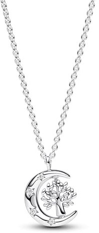 Pandora Celestial moon sterling silver necklace with clear cubic zirconia, 50