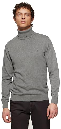 Polo Club Jersey Cuello Alto Gris para Hombre con Logo Bordado 100% Algodón - Coton Suéter