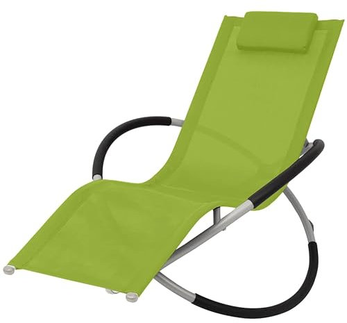 YUHI-HQYD Sonnenliege Geometrisch Outdoor,Relaxliege,Outdoor-Loungebett,Liegestühle für den Garten,Terrassen-Freizeitstuhl,Ergonomischer Relaxsessel,Gartenmöbel,Mit abnehmbarem Kissen,Stahl Grün