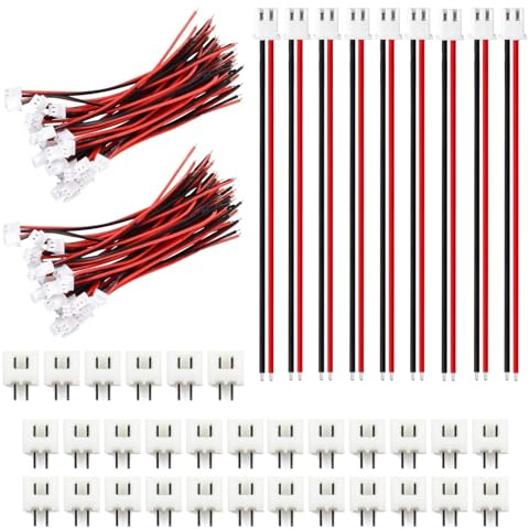 HUAZIZ 50 Paia JST XH 2.54 2 Pin Connettore Spina, 24AWG Micro JST XH 2.54 2-Pin Maschio Connettore with10cm Cavo