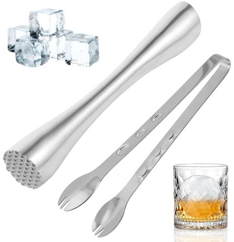 iTYOOS Cocktail Pestle Pestle Cocktail and Tong Professional Drink Muddler Fruit Ice Crusher Mojito Masher Ice Crusher Masher Bar Pestle Tools for Mint and Other Fruit Based Drinks